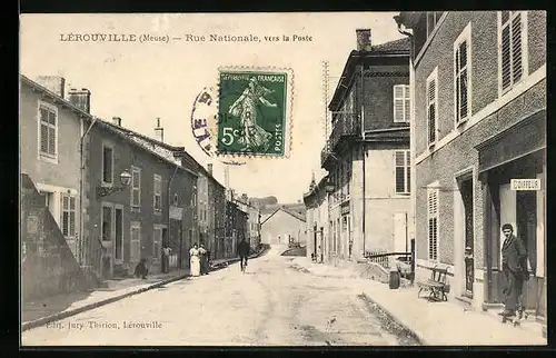 AK Lérouville, Rue Nationale, vers la Poste