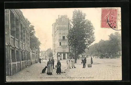 AK Charenton, Rue de Paris et rue de Conflan