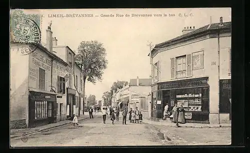 AK Limeil-Brévannes, Grande Rue de Brévannes vers le bas