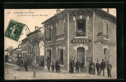 AK Joinville-le-Pont, La Poste et le Quai du Barrage