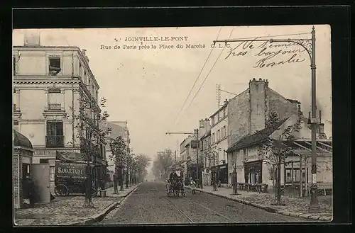 AK Joinville-le-Pont, Rue de Paris près la Place du Marché