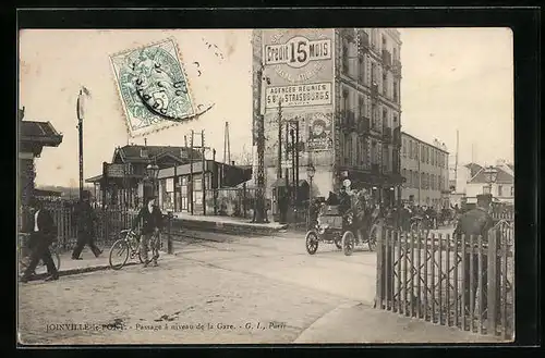 AK Joinville-le-Pont, Passage à niveau de la Gare