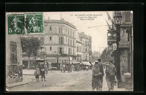 AK Nogent-sur-Marne, Place du Marché, Maison Potin