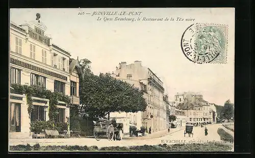 AK Joinville-le-Pont, Le Quai Beaubourg, le Restaurant de la Tête noire