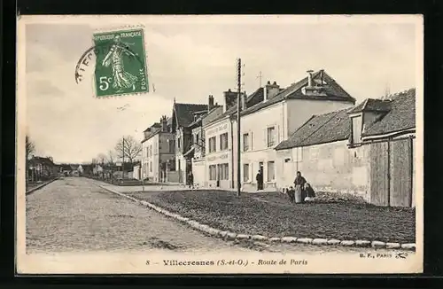 AK Villecresnes, Route de Paris