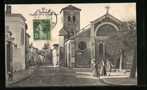 AK Fresnes, L`Eglise et la Grande-Rue