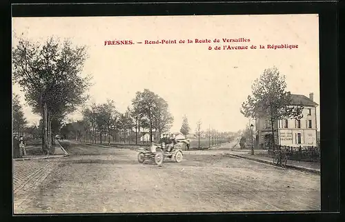 AK Fresnes, Rond-Point de la Route de Versailles & de l`Avenue de la Republique