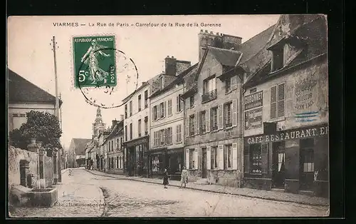 AK Viarmes, La Rue de Paris - Carrefour de la Rue de la Garenne