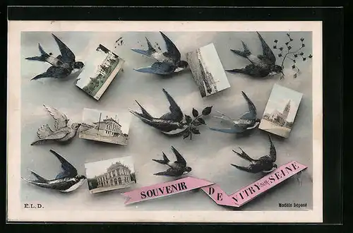 AK Vitry-sur-Seine, Souvenir - L`Eglise, le Port