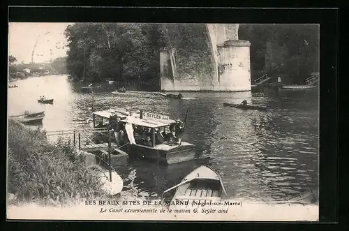 AK Nogent-sur-Marne, Le Canot excursionniste de la maison G. Seyler ainé