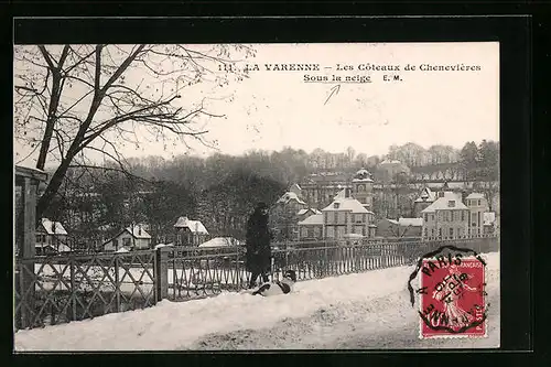 AK La Varenne-Cheneviéres, Les Coteaux de Cheneviéres - Sous la neige