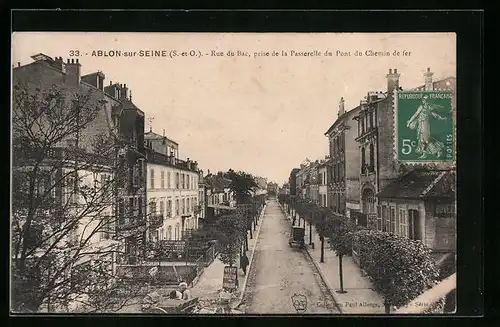 AK Ablon-sur-Seine, Rue du Bac, prise de la Passerelle du Pont du Chemin de fer