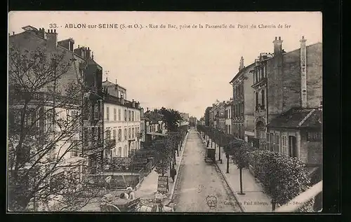 AK Ablon-sur-Seine, Rue du Bac, prise de la Passerelle du Pont de Chemin de fer