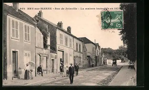 AK Bry-sur-Marne, Rue de Joinville, La maison incendiée en 1870