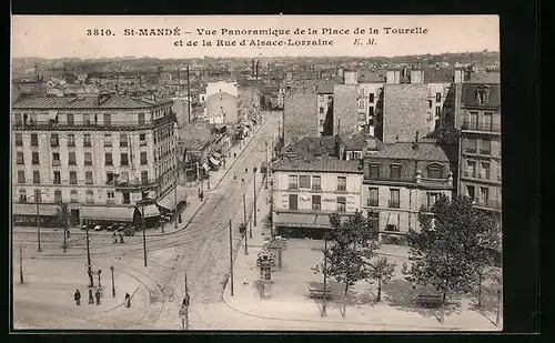 AK St-Mandé, La Place de la Tourelle et la Rue d`Alsace-Lorraine