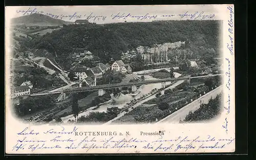 AK Rottenburg a. N., Preussisch, Brücke aus der Vogelschau