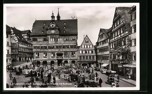 AK Tübingen, Marktplatz mit Rathaus