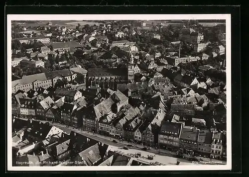 AK Bayreuth, Fliegeraufnahme mit Kirche