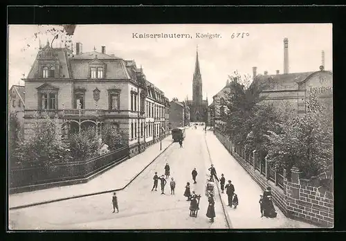 AK Kaiserslautern, Königstrasse aus der Vogelschau, mit Kirche