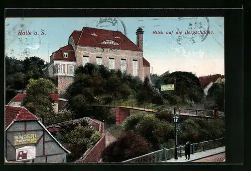AK Halle a. S., Blick auf das Gasthaus Bergschänke
