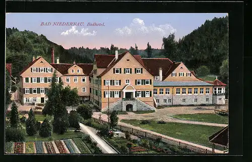 AK Bad Niedernau, Badhotel aus der Vogelschau