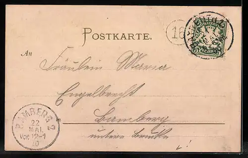 Lithographie Bayreuth, Eremitage - Eingang mit Springbrunnen