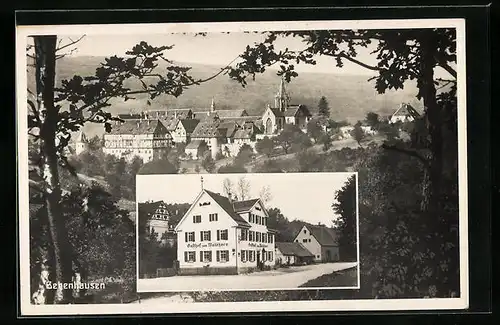 AK Bebenhausen, Ortsansicht, Gasthof und Pension zum Waldhorn, Besitzer Friedrich Schaal