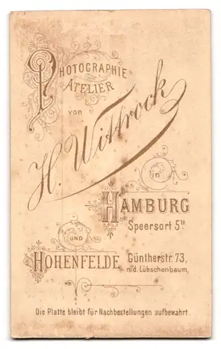 Fotografie H. Wittrock, Hamburg, Speersort 5, Fräulein mit gelockten Haaren