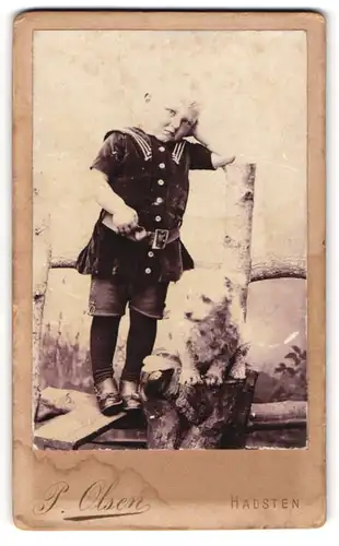 Fotografie P. Olsen, Hadsten, Kleiner Junge mit Hund
