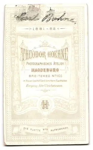 Fotografie Theodor Hoehne, Magdeburg, Breiteweg 165 Eingang Alte Ulrichstr., Junger Herr in modischer Kleidung