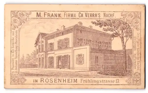 Fotografie M. Frank, Rosenheim, Frühlingstr. 13, Ansicht Rosenheim, Gebäude des Fotografen von Aussen gesehen