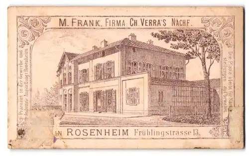 Fotografie M. Frank, Rosenheim, Frühlingstr. 13, Ansicht Rosenheim, Partie am Ateliersgebäude des Fotografen