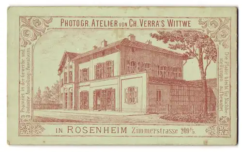 Fotografie Ch. Verra`s Wittwe, Rosenheim, Zimmerstr. 209, Ansicht Rosenheim, Blick auf das Ateliersgebäude