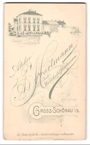Fotografie A. Hartmann, Gross-Schönau i. S., Ansicht Gross-Schönau i. S., Blick auf das Ateliersgebäude