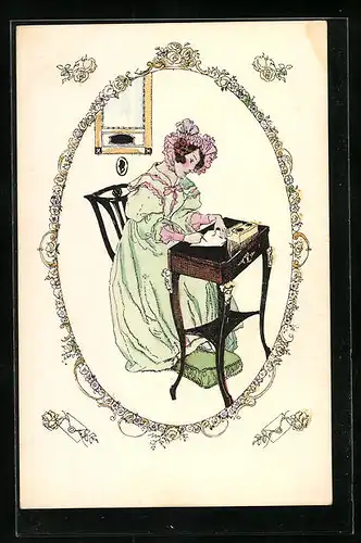 Künstler-AK M. Munk Nr. 1224: Dame beim Schreiben eines Briefes
