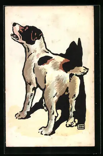 Künstler-AK M. Munk Nr. 243: Bellender Terrier