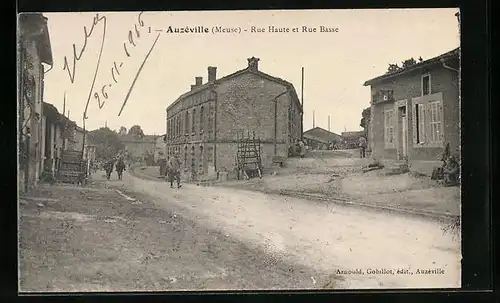 AK Auzéville, Rue Haute et Rue Basse