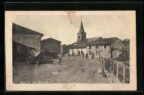 AK Gesnes, Strassenpartie mit Kirche