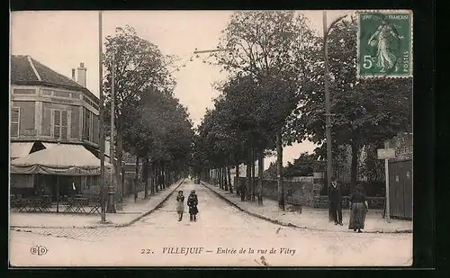 AK Villejuif, Entrée de la rue de Vitry