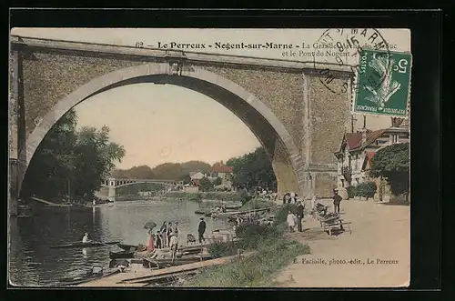 AK Le Perreux-Nogent-sur-Marne, La Grande Arche du Viaduc et le Pont de Nogent