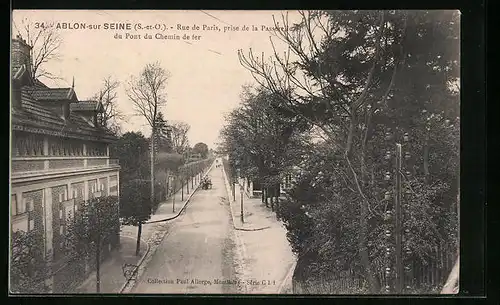 AK Ablon-sur-Seine, Rue de Paris, prise de la Passerelle du Pont du Chemin de Fer