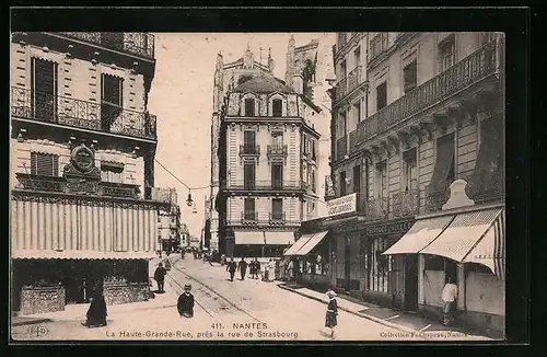 AK Nantes, La Haute-Grande-Rue, près la rue de Strasbourg