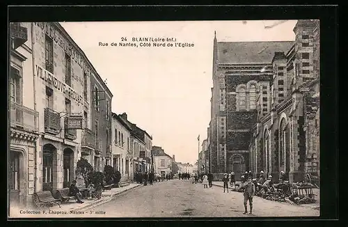 AK Blain, Rue de Nantes, Coté Nord de l`Eglise