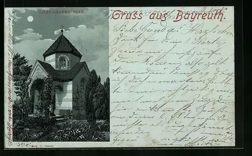 Mondschein-Lithographie Bayreuth, Liszt-Grabkapelle