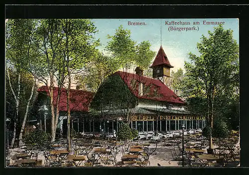 AK Bremen, Kaffeehaus am Emmasee, Bürgerpark