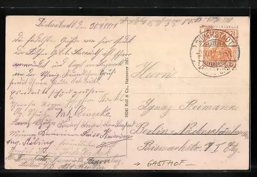 AK Duderstadt, Gasthof Forsthaus Lindenberg mit Stühlen und Tischen