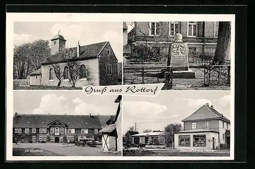 AK Rottorf, Kirche, Ehrenmal, Gutshof