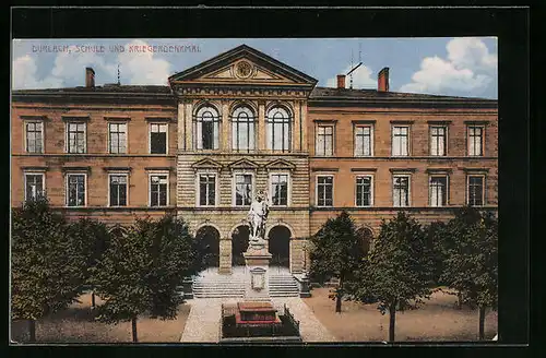 AK Durlach, Schule und Kriegs-Denkmal