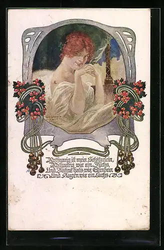 Künstler-AK W. Braun: Geliebte mit roten Haaren