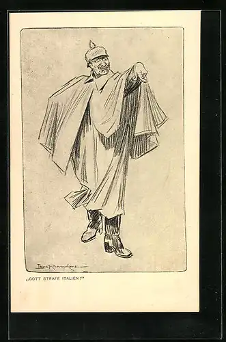 Künstler-AK Louis Raemaekers: Gott strafe Italien, Kaiser Wilhelm II. mit mahnendem Finger